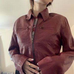 Real women’s dark red leather jacket